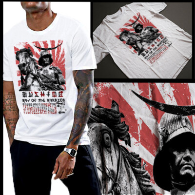 Shogun Samurai T-Shirt Japanese General On Horseback With Rising Sun Feudal Flag
