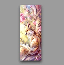 Elegant Fox bookmark flower landscape 5.5x2 colorful unique artwork reader gift