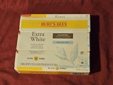 Burts Bees Extra White Mountain Mint Fluoride Toothpaste 4.7 Oz 3 Pack Tubes NEW