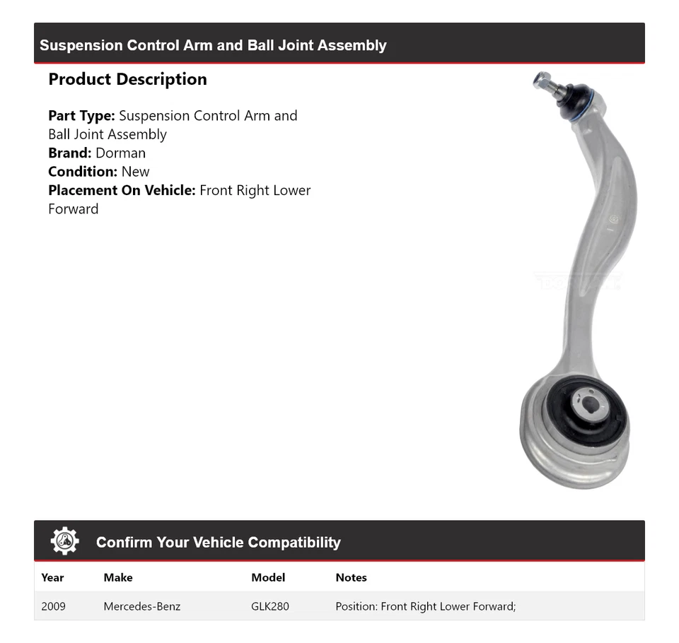 Conjunto de rótula brazo de control Dorman para Mercedes-Benz GLK280 2009 Foto 2 de 3