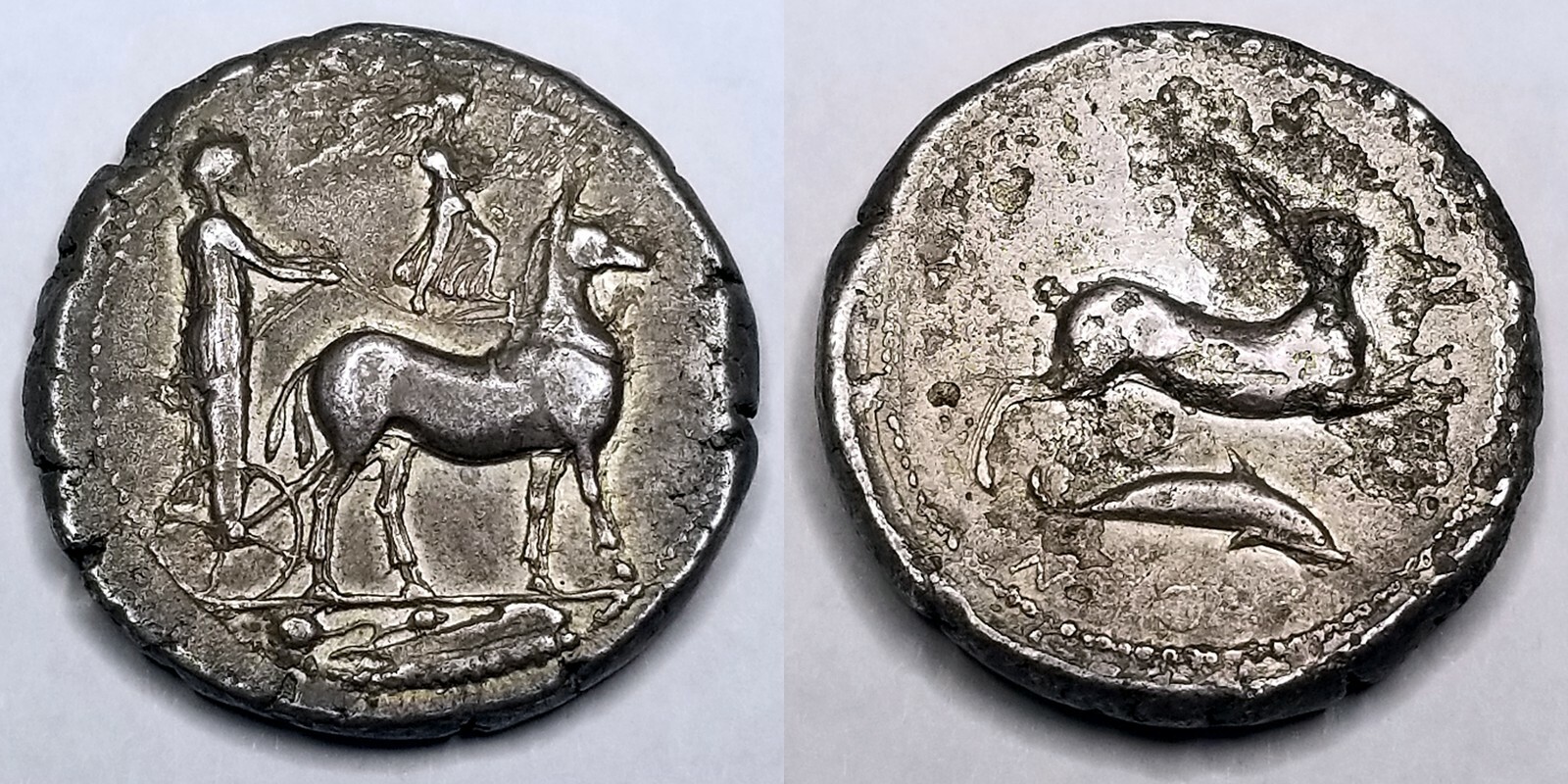 c450-425BC Ancient Sicily Messana AR Tetradrachm - Hare / Chariot & Biga
