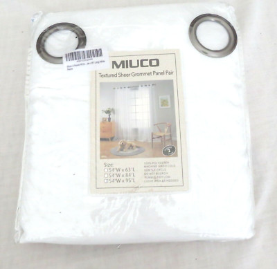 Miuco White Textured Sheer Grommet Panel Pair - New 