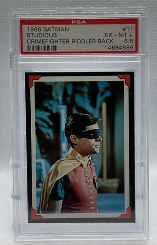 1966 Topps Batman Riddler Back #11 Studious Crimefighter — PSA 6.5