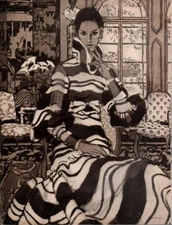 Vintage advertising print 1970 Makeup Ultima II Charles Revson Silkprint Eye art