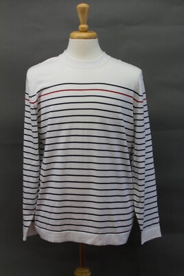 NWT$995  Brunello Cucinelli Men 2Tone Striped Cotton Knit Pullover Crewneck A228