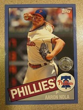 2020 TOPPS #85TB-34 AARON NOLA 35TH ANNIVERSARY 1985 RETRO BLUE PARALLEL PHILLIE