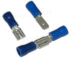100 Blue Male Female Spades Quick Wire Connectors .187"