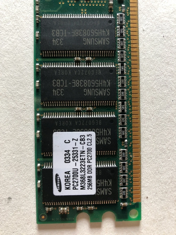 Samsung 256MB DDR DIMM PC2700U M368L3223FTN-CB3 0334 - Image 2 of 3