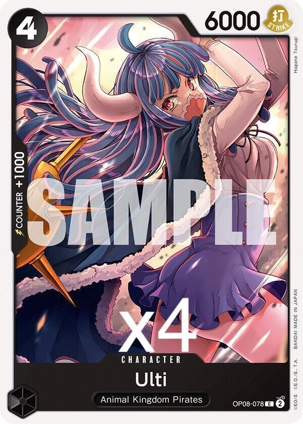 4X One Piece Card Game Ulti OP08-078 Common NM