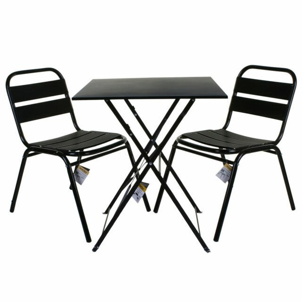 3pc Bistro Set Black Metal Cafe Restaurant Dining Furniture Patio Garden Outdoor for sale online