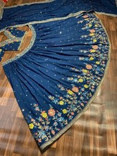 Presenting Blue Faux Georgette Lehenga Choli With Dupatta For Indian Wedding