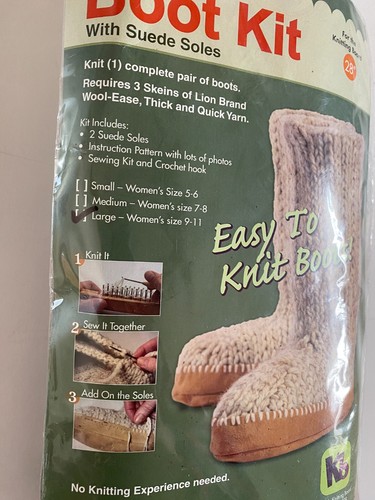 Knitting Board Boot Kit With Dark Suede Soles Lrg women's size 9-11 - Boot Kit - Picture 2 of 7