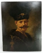 Antique Old Master Oil Painting on Panel Signed JAMES T. BREEN After Rembrandt