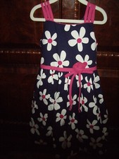 T9 Girls Size 6 Jayne Copeland Cotton Summer Party Dress Navy Flowers EASTER