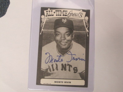 Monte Irvin Autographed Post Card JSA Auction Certified 