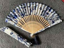 8  Chinese Ladies Bamboo  Silk Folding Hand Fan