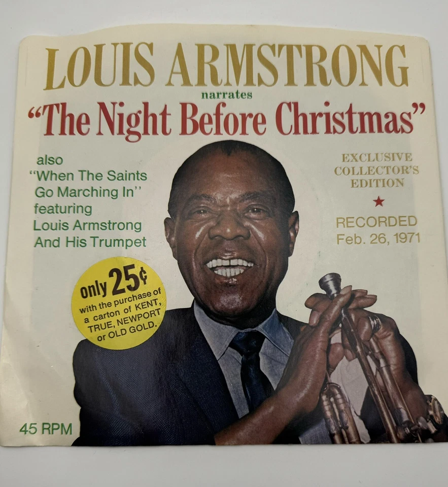 New Louis Armstrong Night Before Christmas 45 7" Vinyl Record JAZZ 1971 Trumpet - Image 4 of 4