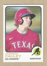 2022 Topps Heritage Minors CAMERON CAULEY #199 REVERSE FLIP STOCK #'d 01/25 SSP