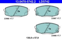Ate 13.0470-5742.2 Bremsbelagsatz, Scheibenbremse Vorderachse FÜR Hyundai Kia