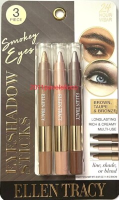 ELLEN TRACY Eyeshadow Sticks Trio ~ Brown / Taupe / Bronze ~ Last all day