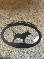 New Beagle Crossing Black Metal Sign 17" x 11"
