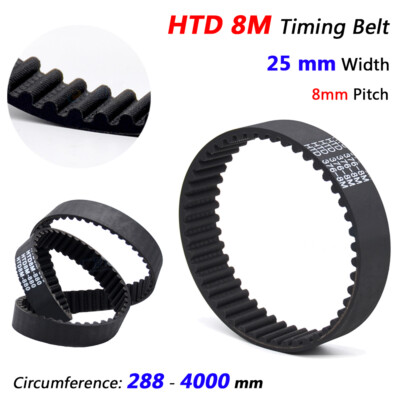 HTD-8M Rubber Timing Belts Width 25mm Pitch 8mm Closed Loops for CNC, 3D Printer