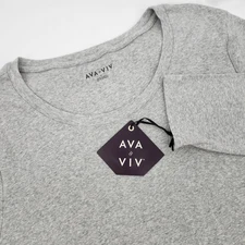 AVA & VIV Womens Long Sleeve Scoop Neck T Shirt Size 3X Gray Capsule Minimalist