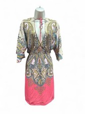 Hale Bob Paisley Boho Deep V Lined Dress Women’s XS
