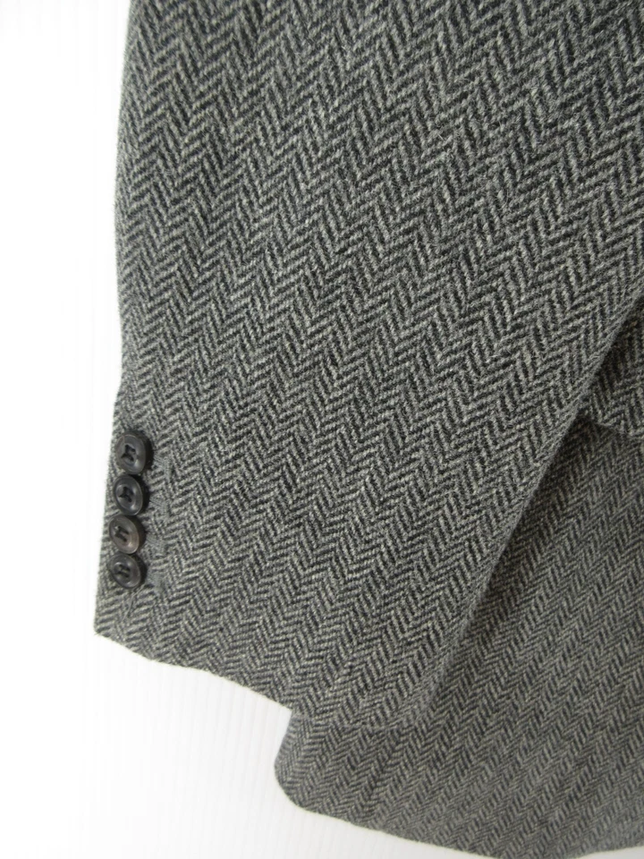 LL Bean Sport Coat Men 38 Gray Signature Blazer Wool Tweed Herringbone Preppy - Image 3 of 4