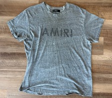 AMIRI Shotgun Distressed Logo T-Shirt Gray Men's Medium Made in USA