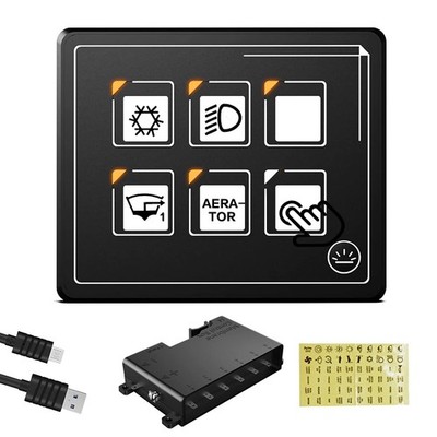 AMOMD 6 Gang Touch Membrane Switch Panel Backlight LED Programmable Momentary