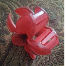 Red Flower Shaped Plastic Hair Claw Clip for Women Hair Accessory