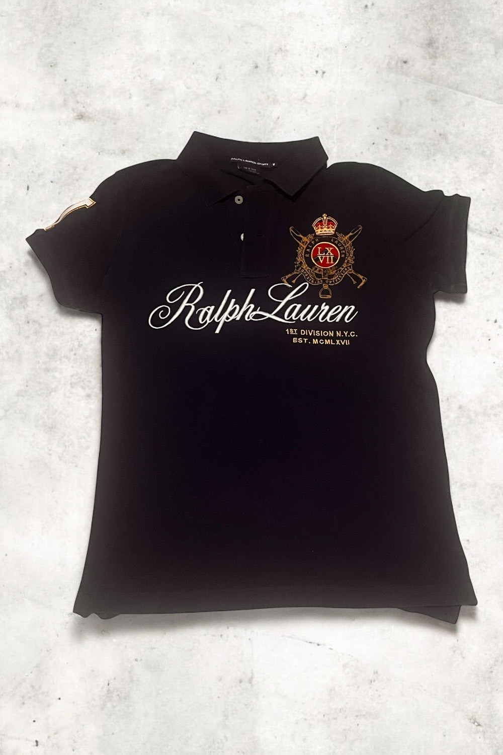 Vintage Ralph Lauren Shirt Womens Medium Polo Embroidered Ralph Lauren Navy Blue