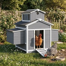 Chicken Coop for 2 Chickens, Wooden Hen House w/ Nesting Box, Pull-Out Tray