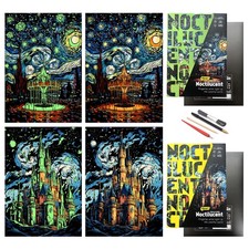 Glow in The Dark Scratch Art Painting Paper Set 2 Sheets A3 with 4 Tools