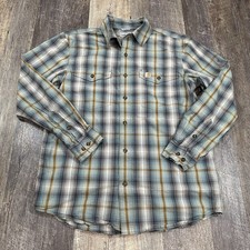 Carhartt Long Sleeve Button Up Plaid Shirt Double Chest Pocket Relaxed Fit Sz M