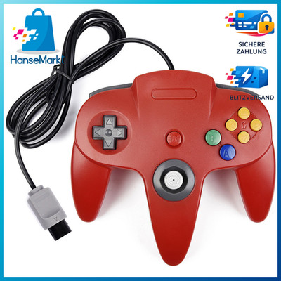 Retro N64 Controller für N64-Konsole Rot Nicht-PC-USB-Version Gaming Zubehör