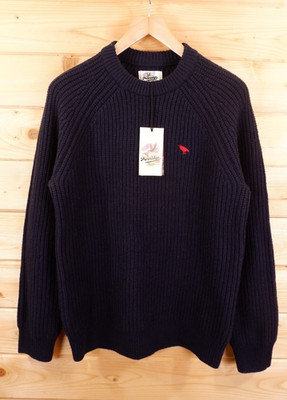 John Partridge Wolle Lamm Mischung Grobstrick Rundhals Fischer Pullover L Navy