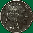 1934 Buffalo Nickel Extremely Fine XF Coin, Dark #35314