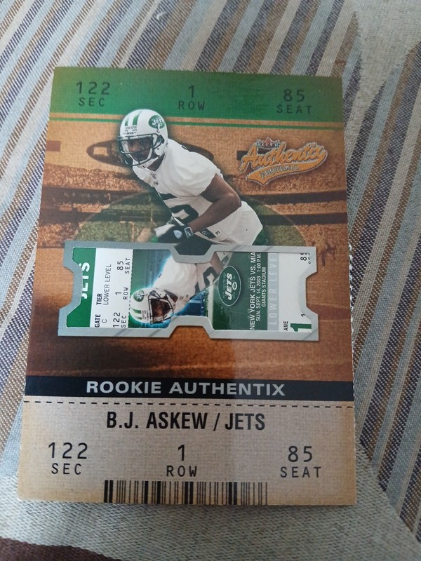 B.J. Askew Rookie Authentix Booster Stadium Ticket #0713/1250