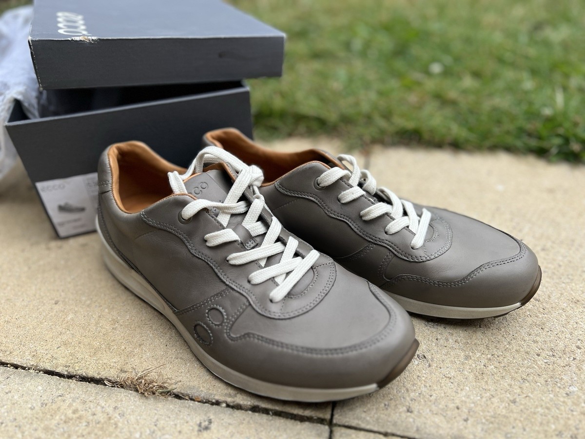 Ecco CS 14 Lace Warm Grey Leather Men's Trainers Size UK