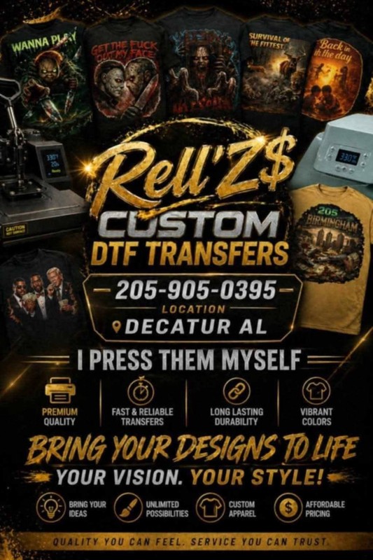 Rell'Z$ Custom DTF Transfers Heat Transfer Designs - Custom Style