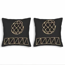 Set of 2 Minimalistic 18x18in Throw Pillow Covers with Geometric Sphere Design