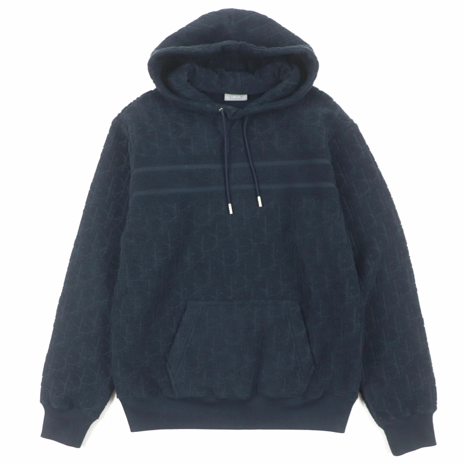 Christian Dior Men's Hoodie Cotton Oblique Pile Fabric Fleece Lining Navy XS