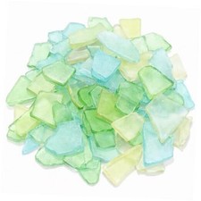 Sea Glass for Crafts Pieces Decor Flat Frosted Sea 25 oz Green, Yellow, Blue