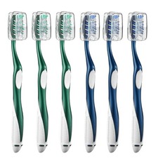 Extra Firm Toothbrushes with Covers for Adults, 6 Count