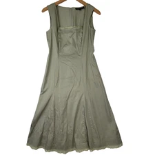 NWT VTG Adrianna Papell 2-Piece Green Cotton A-Line Dress with Jacket Size 6