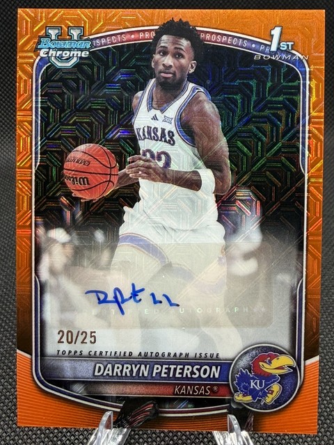 2025-26 Bowman Chrome Darryn Peterson MOJO Orange Auto /25 Kansas Utah Jazz 🏀👀