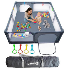 Large Baby Playpen 71x59 Inch with Zipper Gates - Indoor/Outdoor Safety Fence