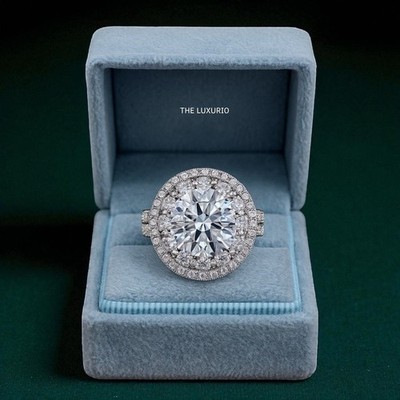 Big Diamond Ring Carat IGI Certified Lab Grown Round Cut 950 Platinum 